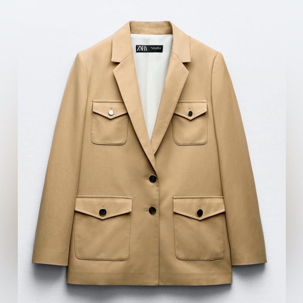 ZARA Pocket Blazer In Tan Size M